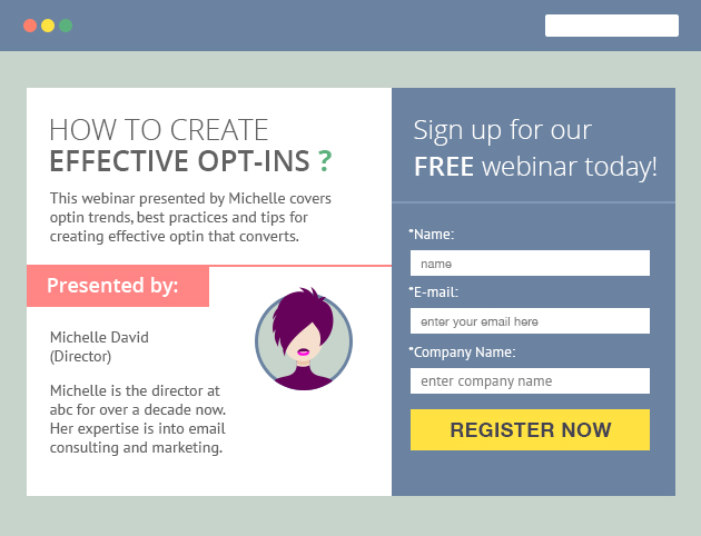 Sign up Opt-in form Example